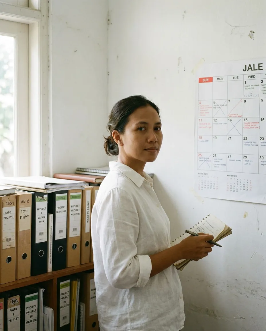 Potret Sekar Ayuningtyas, Studio Manager, difoto hitam-putih pada latar polos di studio.